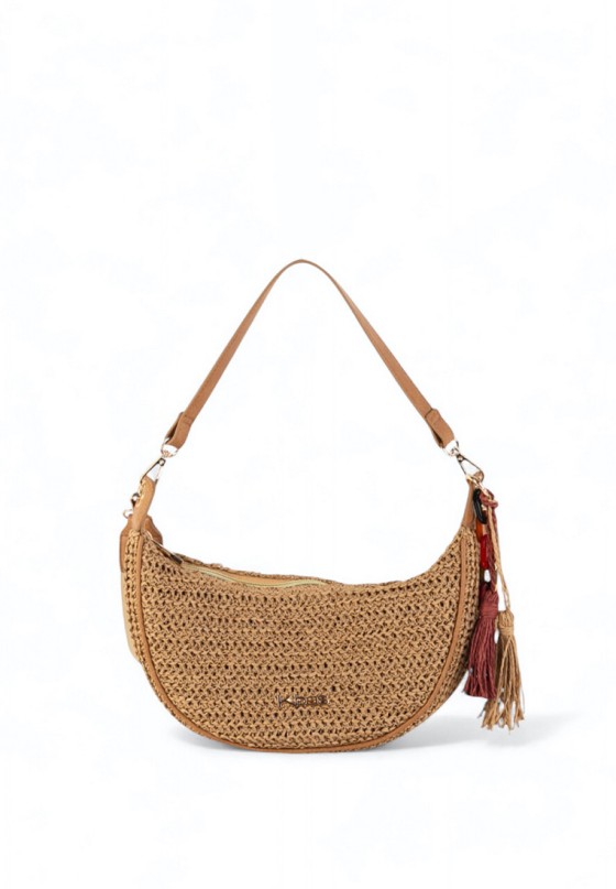 Bandolera pequeña para mujer KBAS 1472615 en rafia taupe