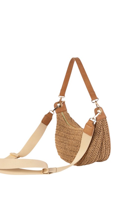 Bandolera pequeña para mujer KBAS 1472615 en rafia taupe