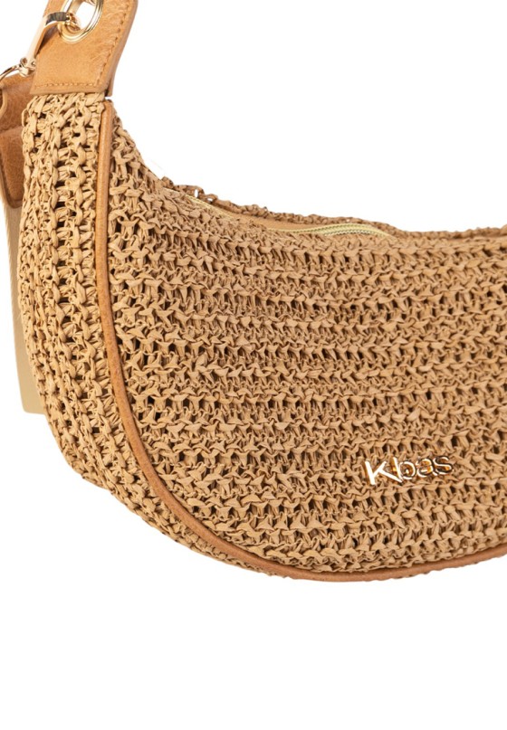 Bandolera pequeña para mujer KBAS 1472615 en rafia taupe