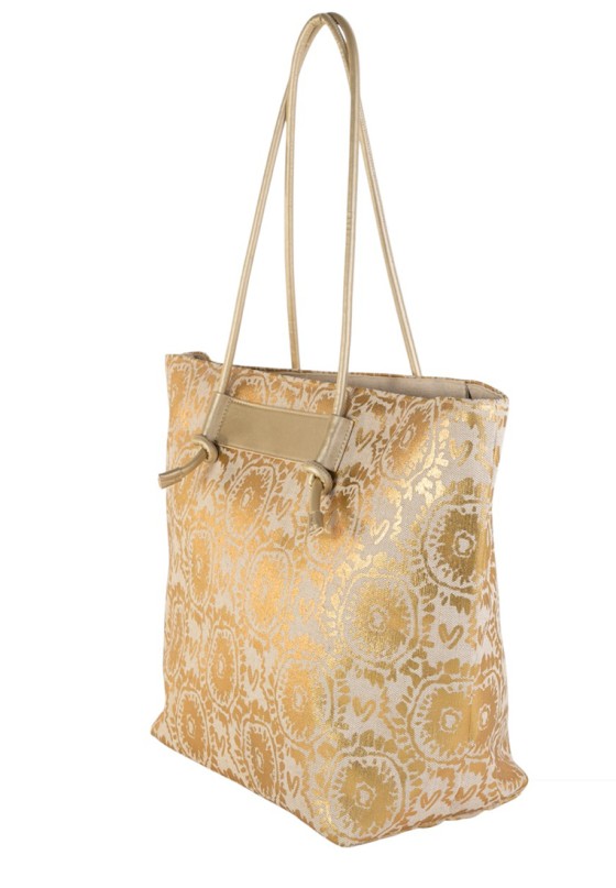 Bolsa playa textil color oro para mujer KBAS 2962603