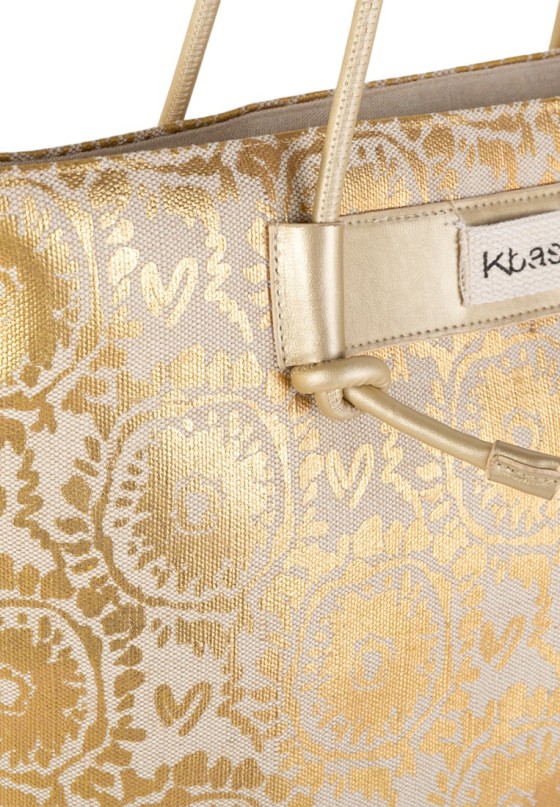 Bolsa playa textil color oro para mujer KBAS 2962603