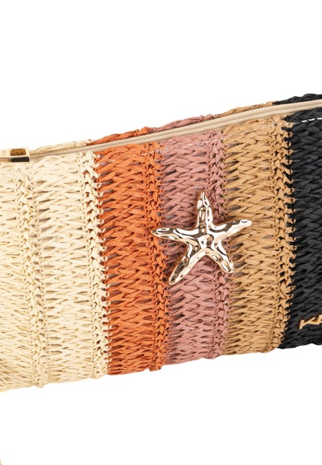 Bolso de mano multicolor en rafia para mujer KBAS 3922609
