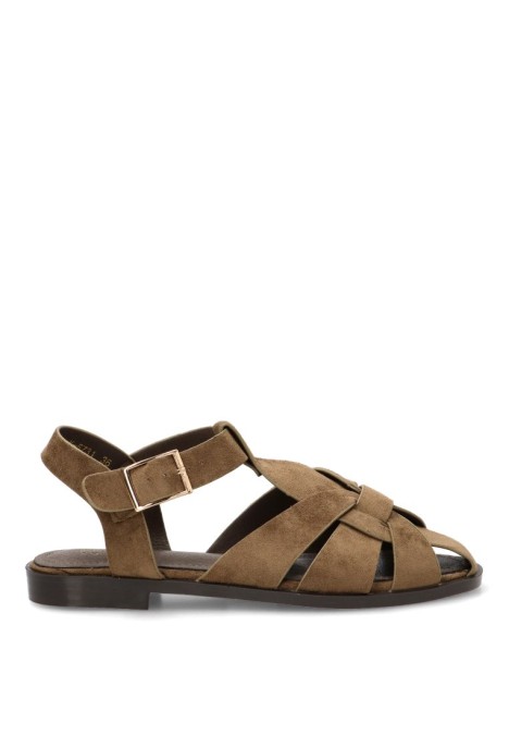 Sandalia verde antelina de mujer BUONAROTTI X-5731