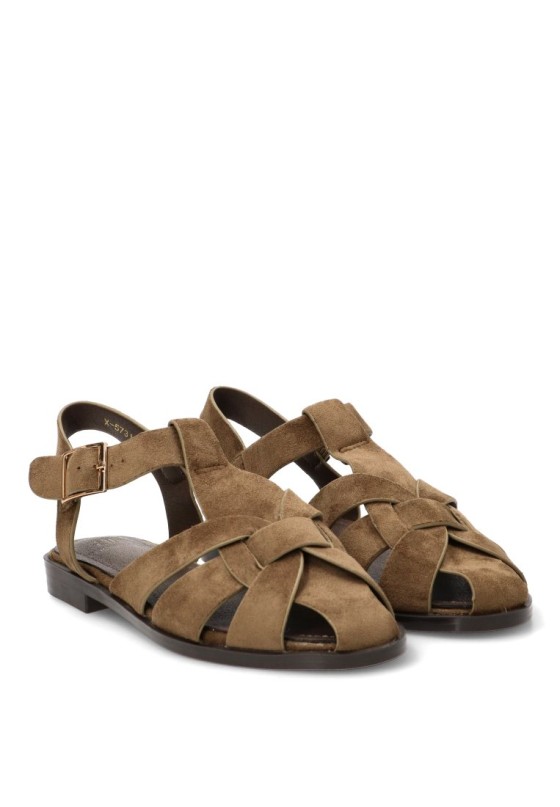 Sandalia verde antelina de mujer BUONAROTTI X-5731