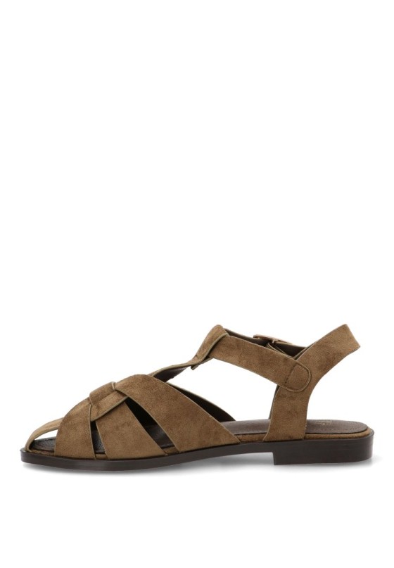 Sandalia verde antelina de mujer BUONAROTTI X-5731