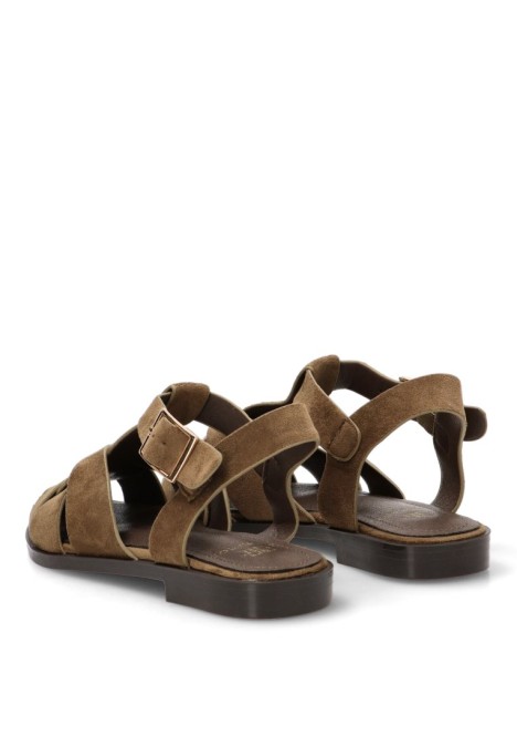 Sandalia verde antelina de mujer BUONAROTTI X-5731