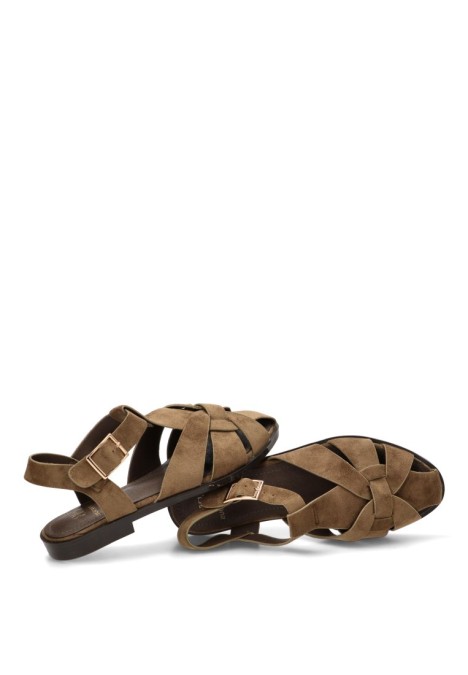 Sandalia verde antelina de mujer BUONAROTTI X-5731