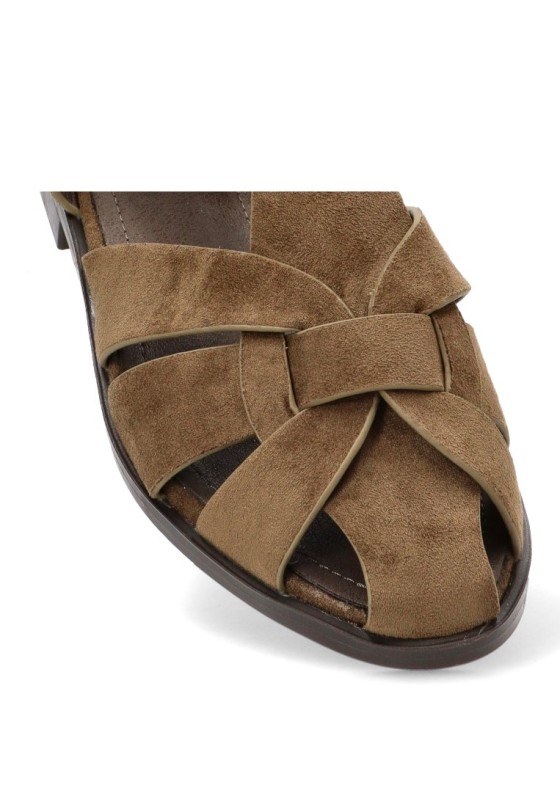 Sandalia verde antelina de mujer BUONAROTTI X-5731