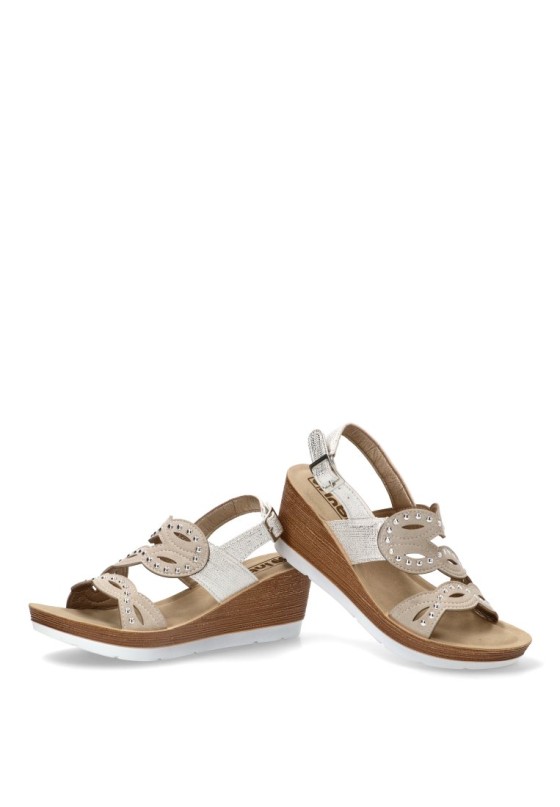 Sandalia blanca con cuña media de mujer Luna Collection EL38