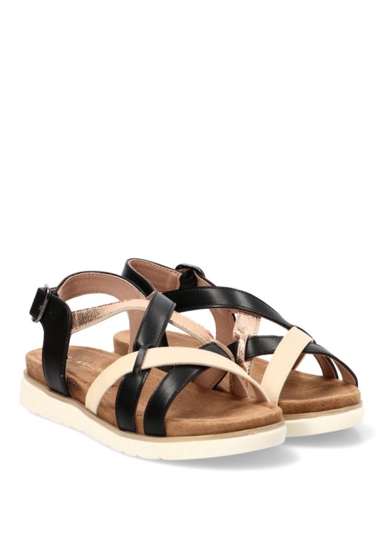 Sandalia multicolor con hebilla y suela plana de mujer ARMONY 40023