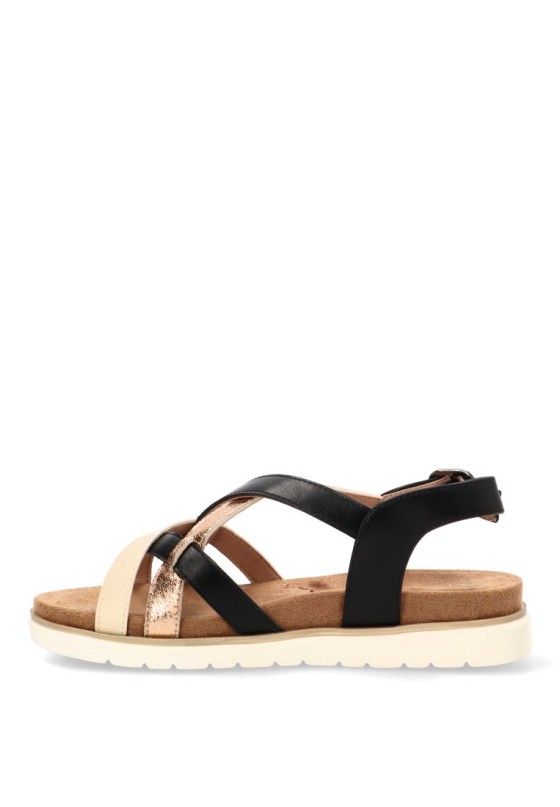 Sandalia multicolor con hebilla y suela plana de mujer ARMONY 40023