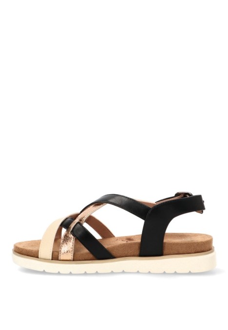 Sandalia multicolor con hebilla y suela plana de mujer ARMONY 40023