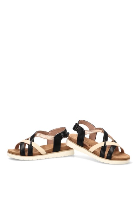 Sandalia multicolor con hebilla y suela plana de mujer ARMONY 40023