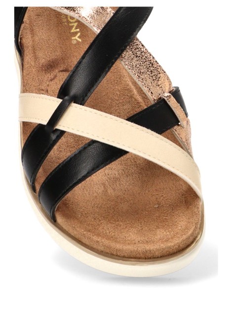 Sandalia multicolor con hebilla y suela plana de mujer ARMONY 40023