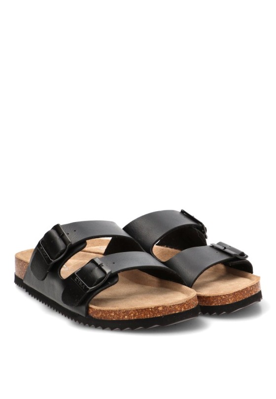 Sandalia negra con hebillas y suela plana de hombre ETIKA 41012