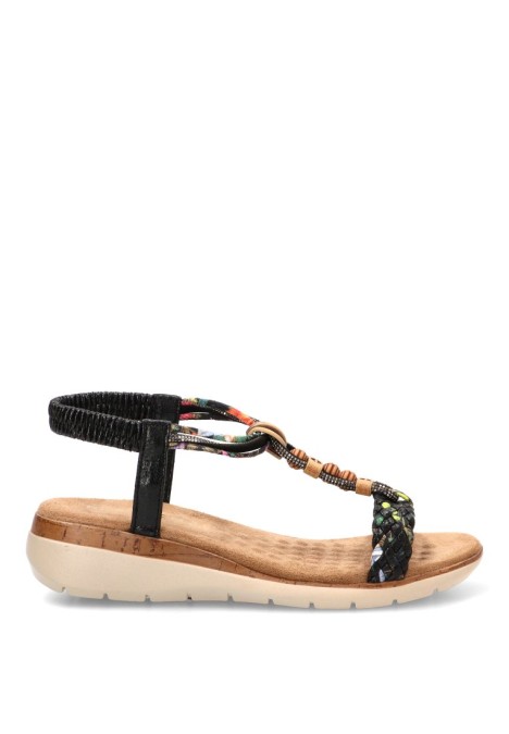 Sandalia con cuña media ARMONY 40016 de mujer en negro