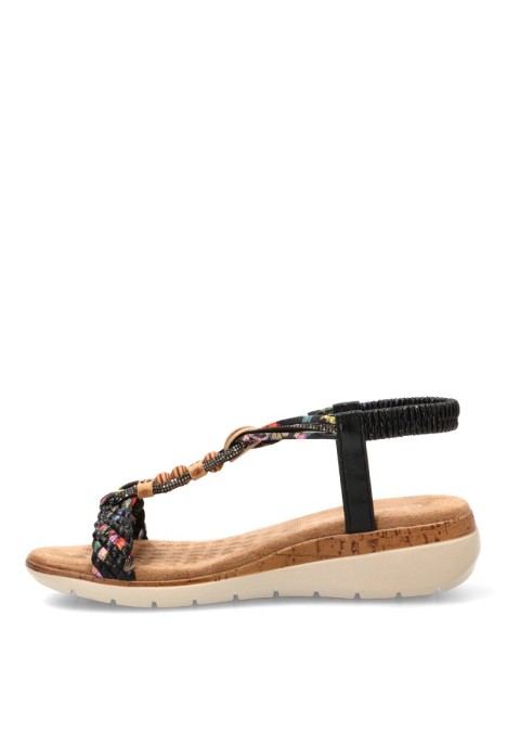 Sandalia con cuña media ARMONY 40016 de mujer en negro
