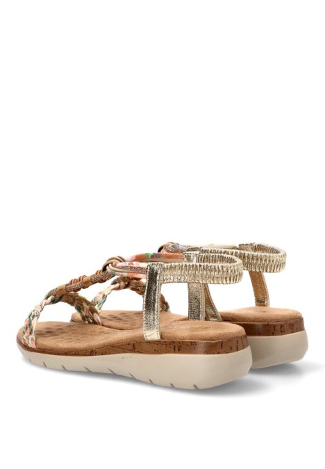 Sandalia con cuña media en color oro para mujer ARMONY 40016