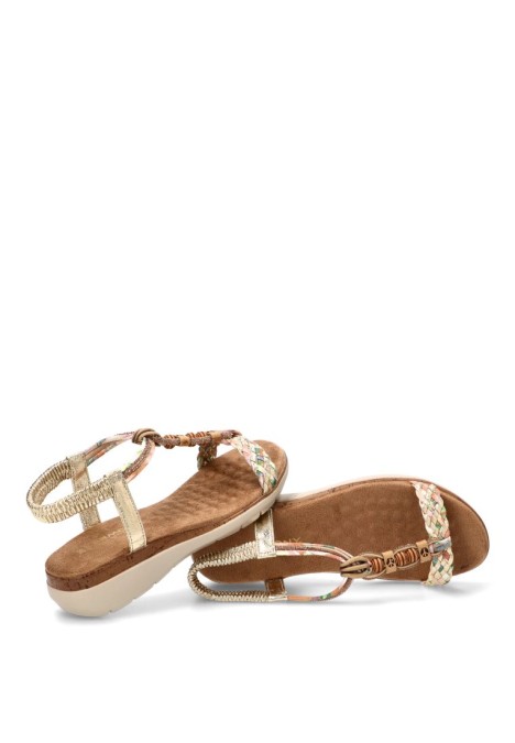 Sandalia con cuña media en color oro para mujer ARMONY 40016