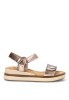Sandalia plomo con velcro y cuña media de mujer ARMONY 40022