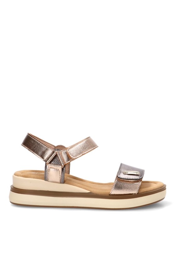 Sandalia plomo con velcro y cuña media de mujer ARMONY 40022