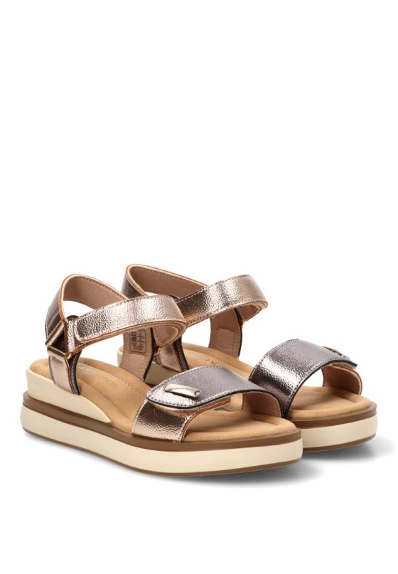 Sandalia plomo con velcro y cuña media de mujer ARMONY 40022