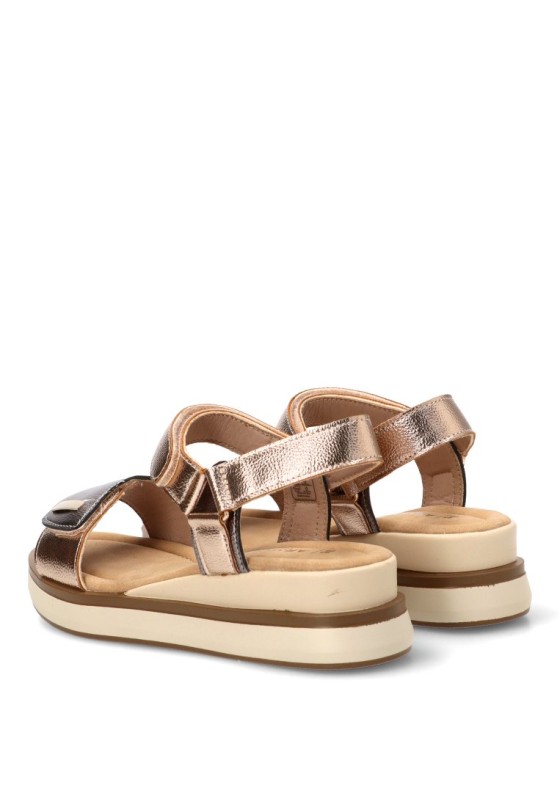 Sandalia plomo con velcro y cuña media de mujer ARMONY 40022