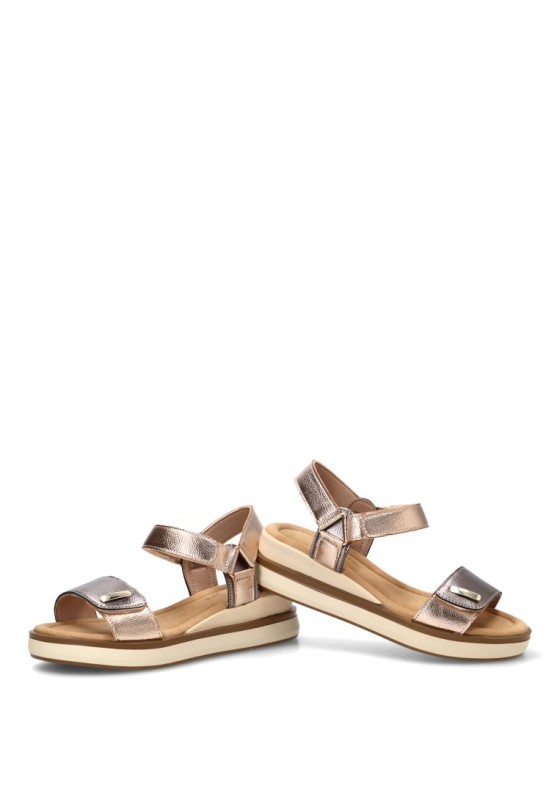 Sandalia plomo con velcro y cuña media de mujer ARMONY 40022