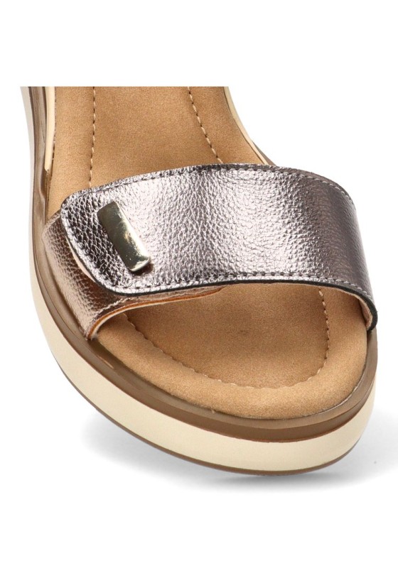 Sandalia plomo con velcro y cuña media de mujer ARMONY 40022