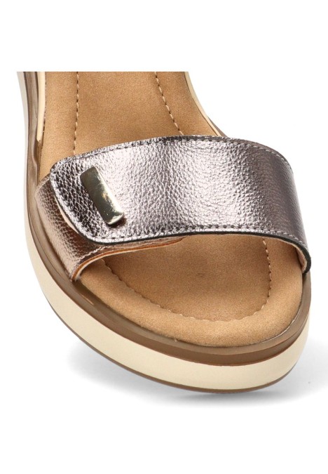 Sandalia plomo con velcro y cuña media de mujer ARMONY 40022