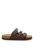 Sandalia de mujer ETIKA 10175 color chocolate con triple hebilla y suela plana