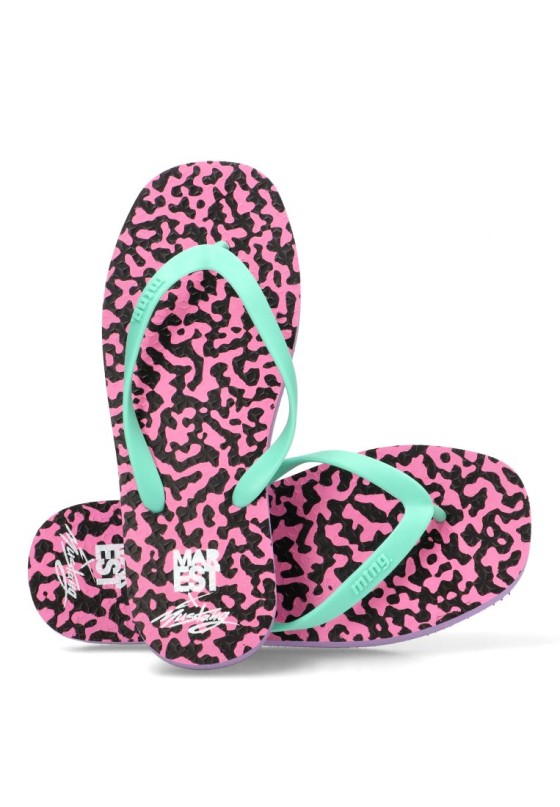 Chanclas de playa fucsia para mujer MUSTANG 60202 con suela plana
