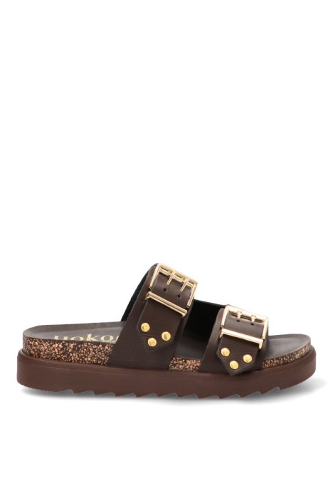 Sandalia en piel marrón de mujer YOKONO TUNEZ-262