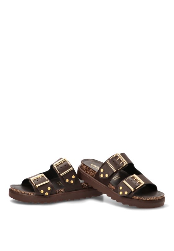 Sandalia en piel marrón de mujer YOKONO TUNEZ-262
