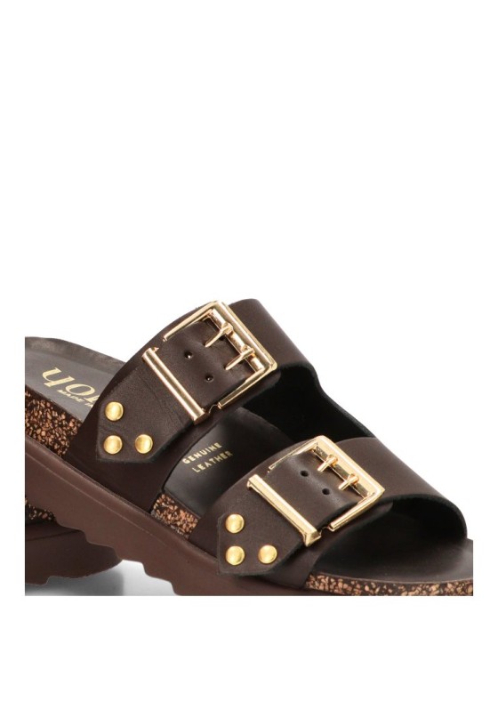 Sandalia en piel marrón de mujer YOKONO TUNEZ-262