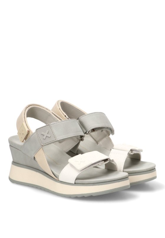 Sandalia con cuña media gris de mujer XTI 143848
