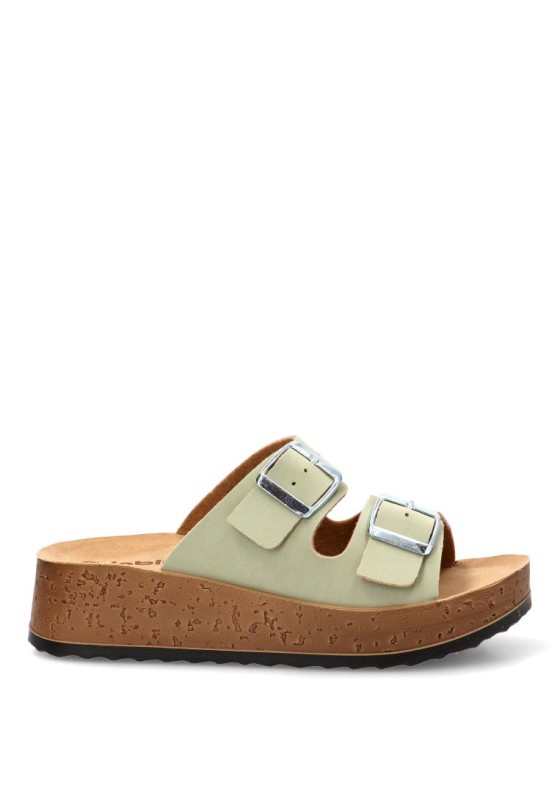 Sandalia cruzada verde de mujer Luna Collection PK44 cuña media