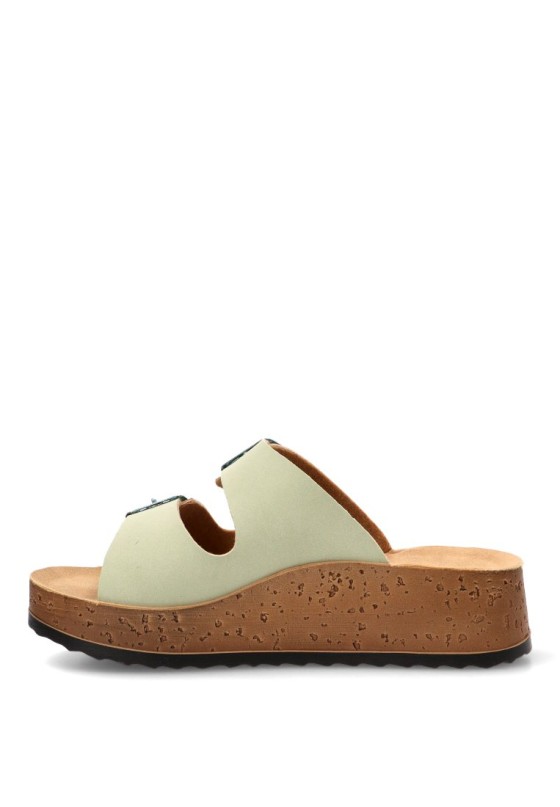 Sandalia cruzada verde de mujer Luna Collection PK44 cuña media