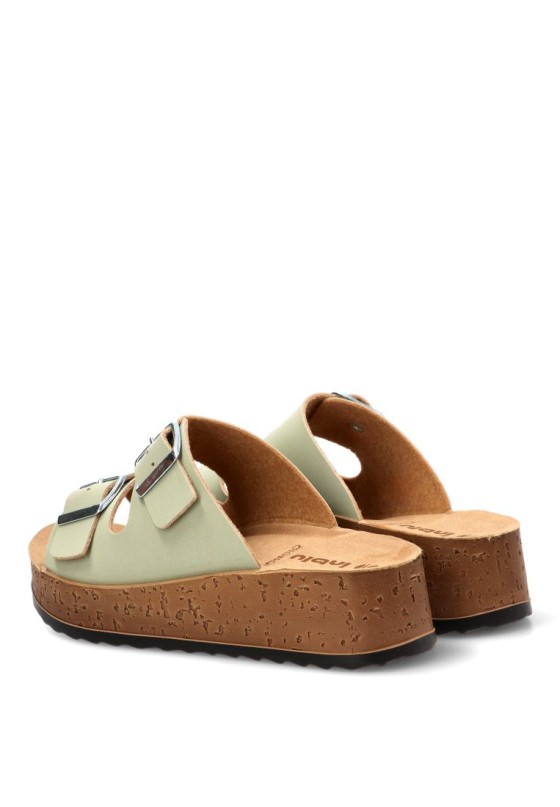 Sandalia cruzada verde de mujer Luna Collection PK44 cuña media