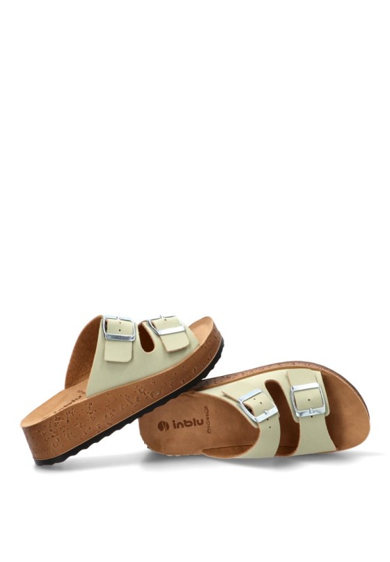 Sandalia cruzada verde de mujer Luna Collection PK44 cuña media