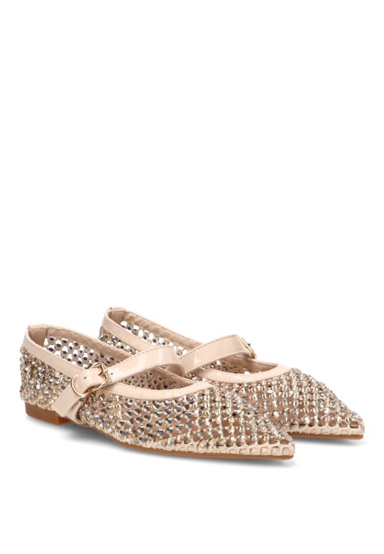 Bailarina beige con suela plana de mujer IDEAL SHOES 9862