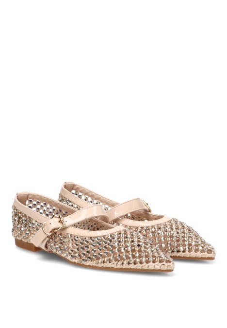 Bailarina beige con suela plana de mujer IDEAL SHOES 9862
