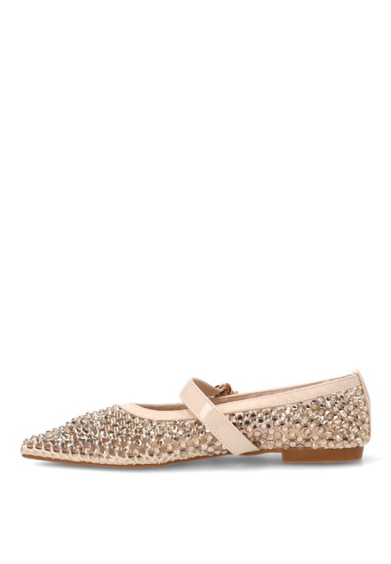 Bailarina beige con suela plana de mujer IDEAL SHOES 9862