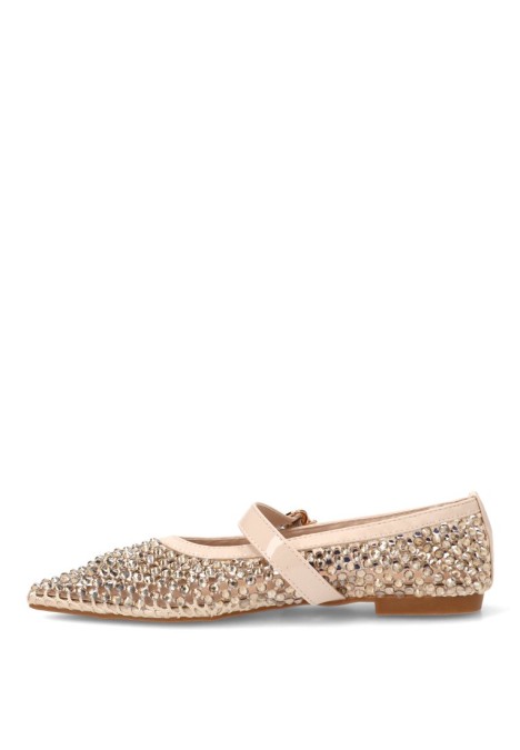 Bailarina beige con suela plana de mujer IDEAL SHOES 9862