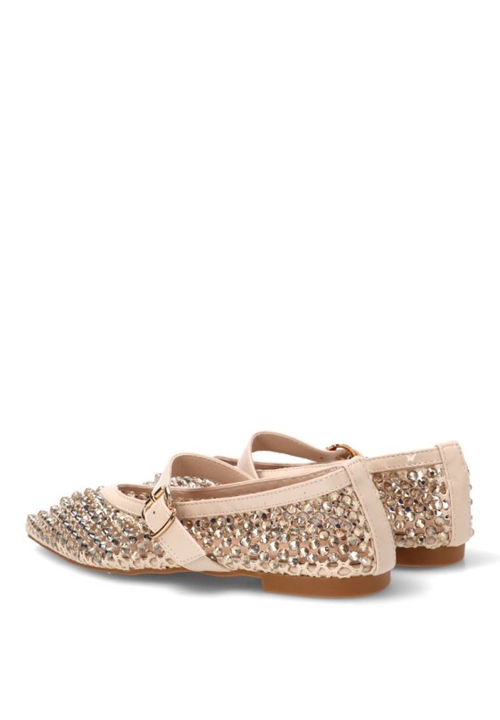 Bailarina beige con suela plana de mujer IDEAL SHOES 9862