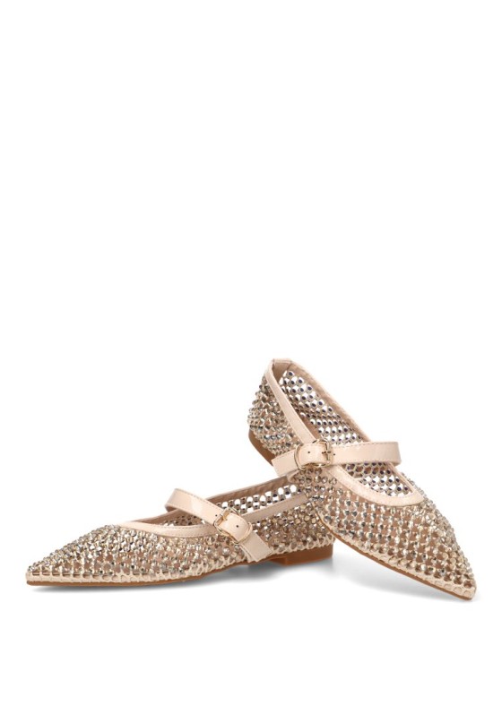 Bailarina beige con suela plana de mujer IDEAL SHOES 9862