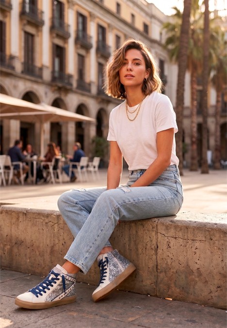 Deportivo abotinado plata para mujer LUNA TREND M5050