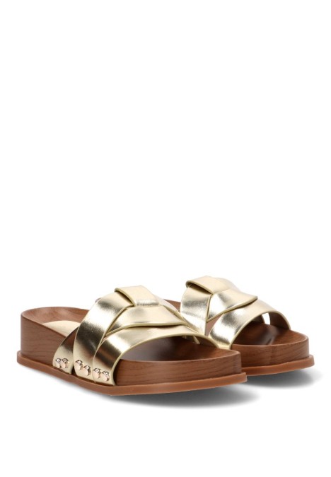 Sandalia de mujer TINAS 6385 oro sintetico suela plana