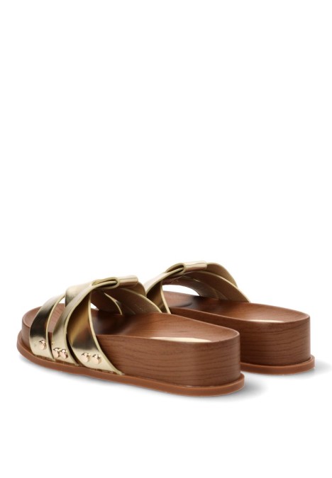 Sandalia de mujer TINAS 6385 oro sintetico suela plana
