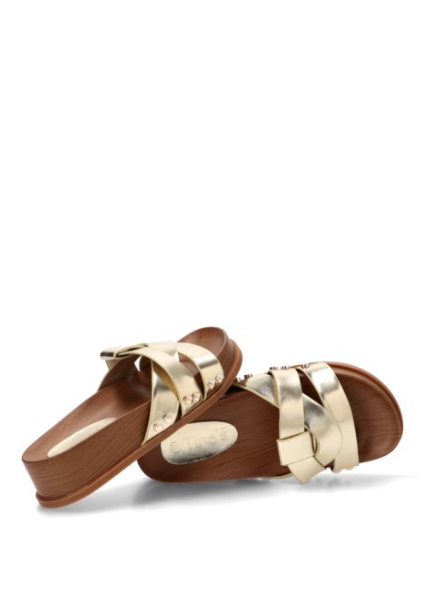 Sandalia de mujer TINAS 6385 oro sintetico suela plana